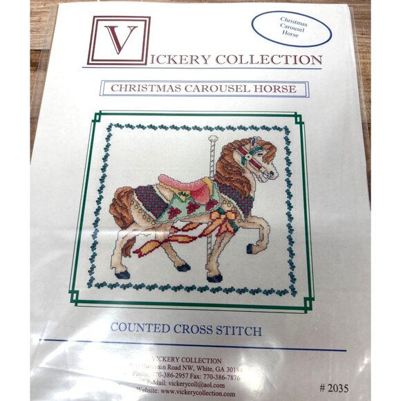 Vickery Collection Christmas Carousel Horse Counted Cross Stitch Pattern Only - Picture 2 of 3